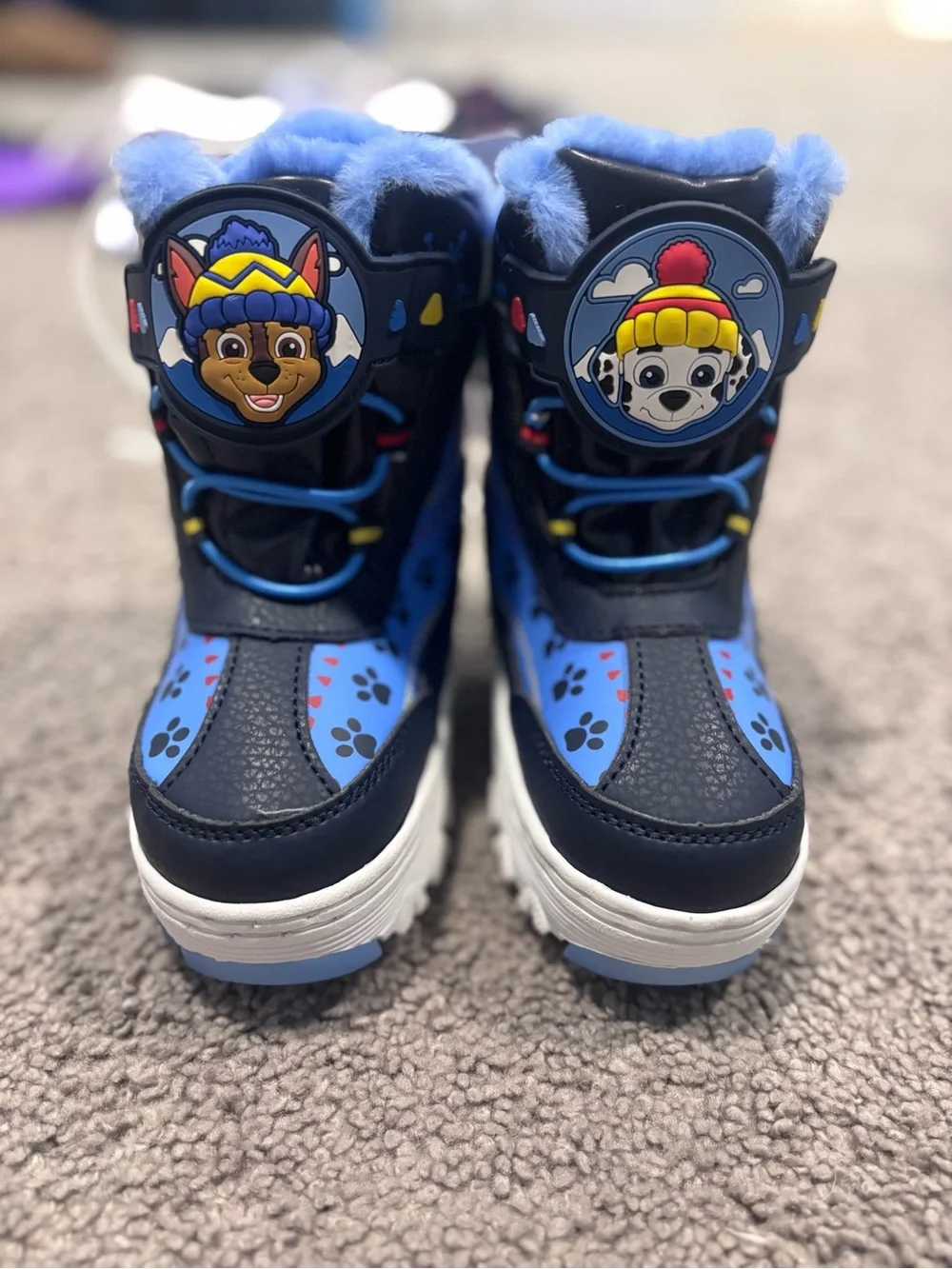 Paw Patrol Kids Blue & Black Snow Boots with Fur Trim
